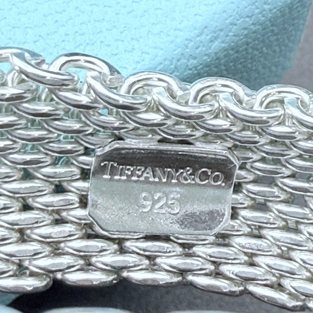Vintage Tiffany & Co. Somerset Mesh Bangle Bracelet .925 Silver – 7.5” - Picture 8 of 8